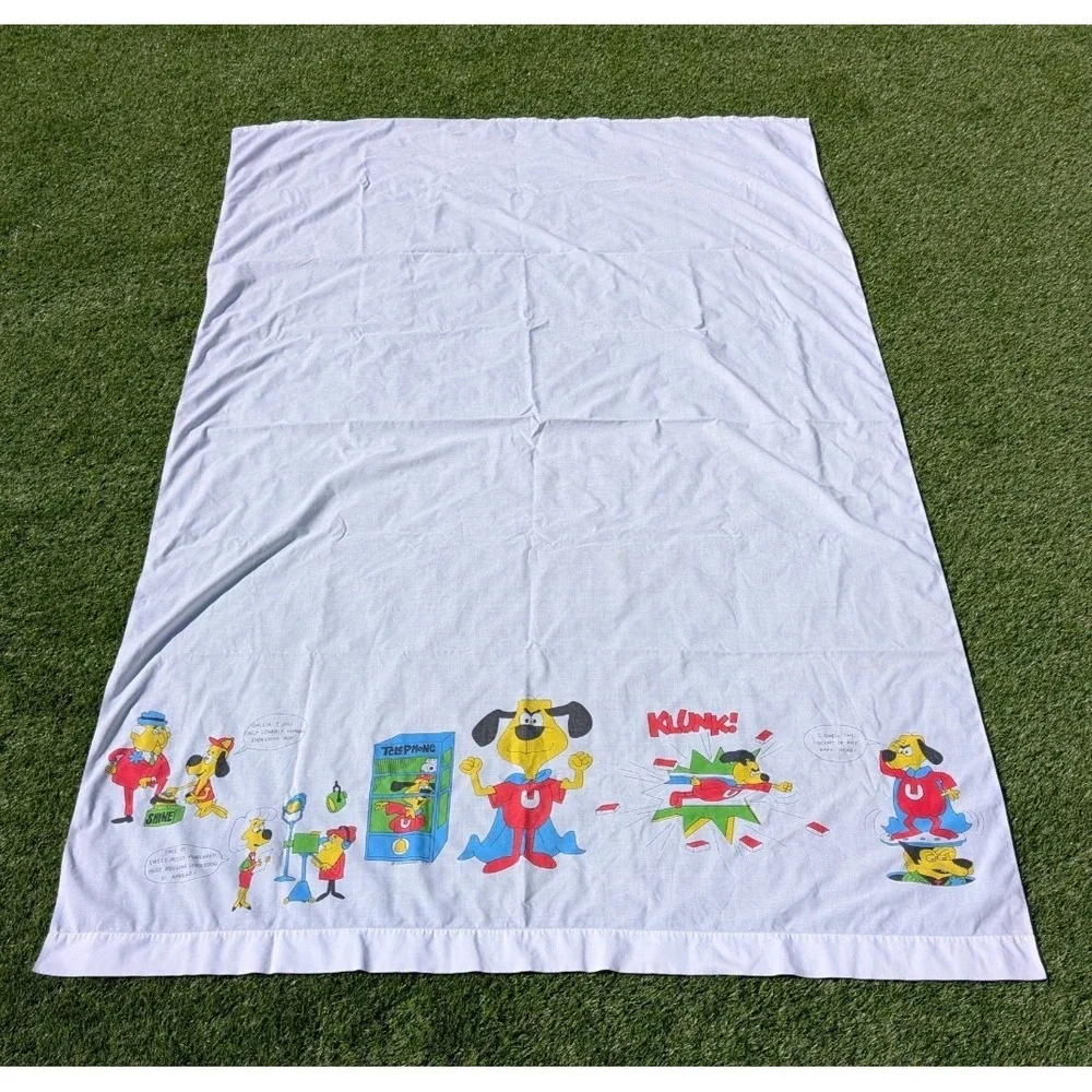 Vintage Springmaid Underdog Comic Muslin Bed Sheet 61